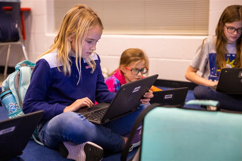 Jordan Elementary students in broadcasting